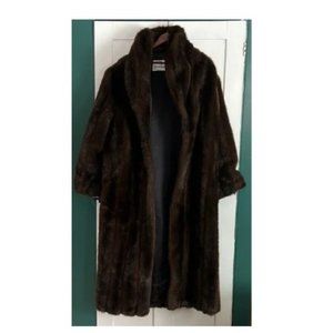 MONTEREY MINK FASHIONS FAUX FUR -FULL LENGTH WOMEN MEDIUM COAT-Dark Chocolate